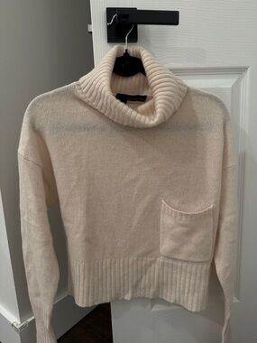 360 Cashmere Cream Cowl Neck Pocket Sweater